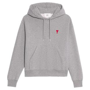 【经典爱心】Ami Paris男女同款红色爱心刺绣休闲套头连帽卫衣
