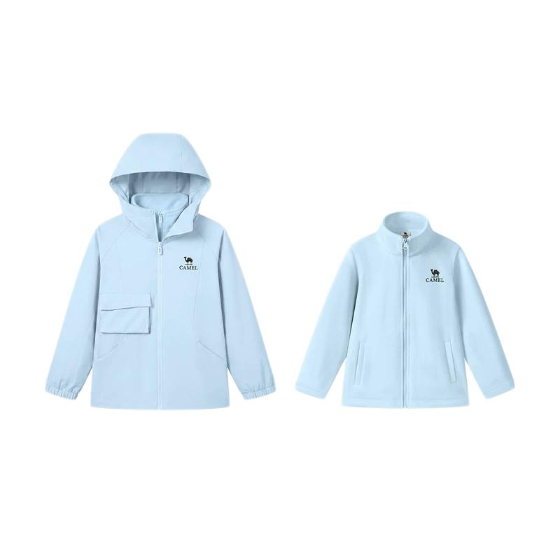 骆驼儿童外套两件套2026秋新款夹克男女童风衣连帽休闲户外登山服