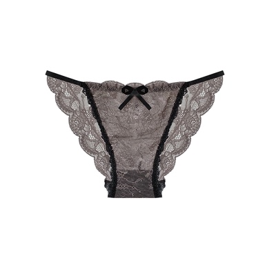 性感高开叉紫色网纱蕾丝内裤
