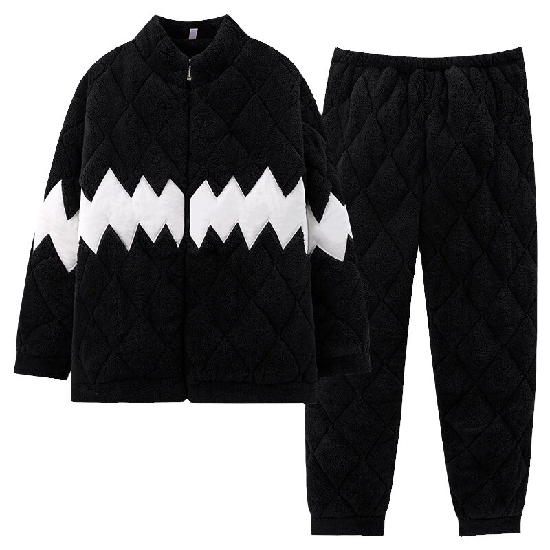 浪莎睡衣男珊瑚绒夹棉大码家居服