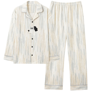 都市丽人纯棉情侣睡衣春秋季长袖2025新款男女卡通可爱家居服套装