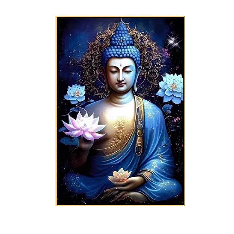 5d释迦牟尼佛像钻石画方钻花开见莲花满粘砖钻十字绣阿弥陀佛客厅