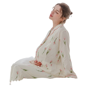 薄款双层纱布孕妇睡衣夏季