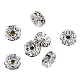 保色铜镀真金14k水钻圈 带钻镶水钻车轮隔片隔珠diy手链串珠材料