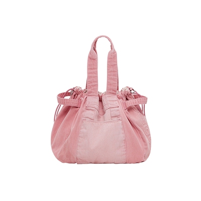 Desigual粉色牛仔织物抽绳收口大容量托特单肩包