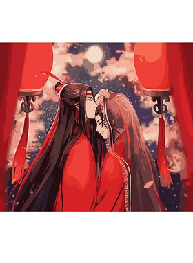 填色数字油画动漫卡通人物装饰画