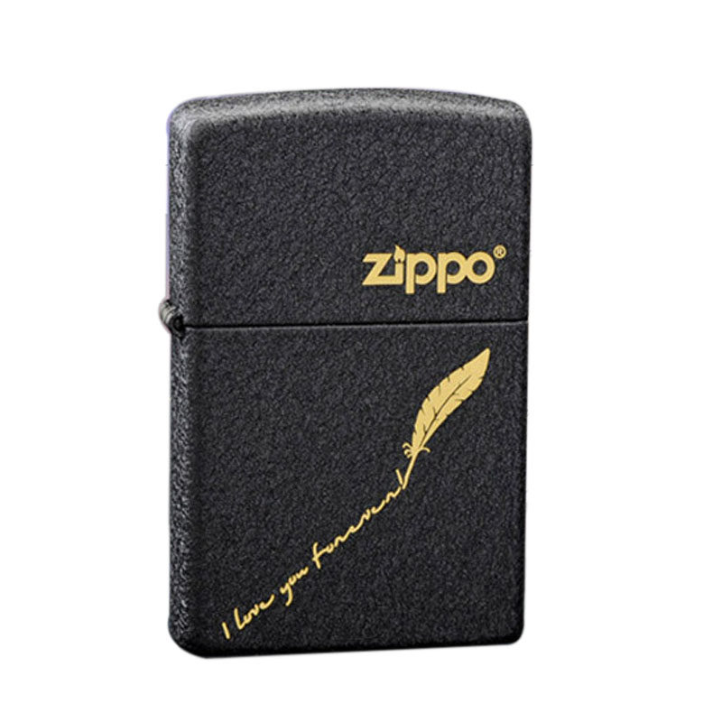 打火机zippo正版 zppo 黑裂漆236 羽毛新年定制吉祥富贵防风新疆