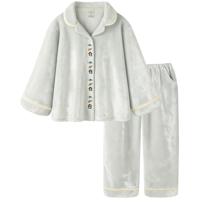 睡衣女款秋冬加厚海岛绒保暖套装