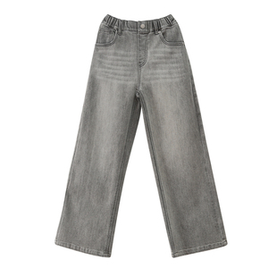 【复古水洗】初中生牛仔裤2026春装新款青少年休闲韩系直筒长裤子