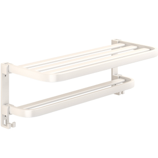 奶油风白色毛巾架免打孔浴室置物架卫生间壁挂式洗手间厕所浴巾架