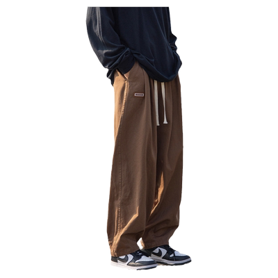 复古咖色裤子男春夏休闲工装裤