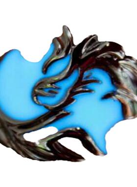 银色龙指环蓝色夜光发光戒指纯银