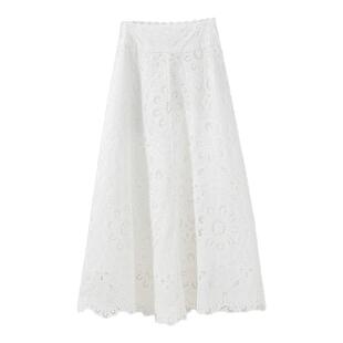 【泰兰德穿搭】重工浮雕绣花镂空蕾丝吊带大摆半身裙时尚套装女