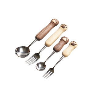 【猫爪勺叉】酿秋x喵有型正餐甜品勺叉套装家用儿童可爱勺子叉子