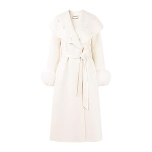 100%绵羊毛MISSCOCOON可可尼2025冬季新款大翻领长款毛呢大衣外套