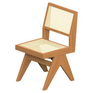 出乎生活昌迪加尔椅实木款家用靠背樱桃木北欧日式小户型藤编椅子
