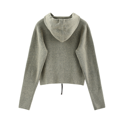 亲肤连帽拉链毛织外套