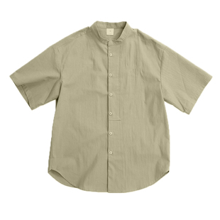 山野风餐厅轻食自助餐服务员服装手作茶饮烘焙工作服立领棉质绿色