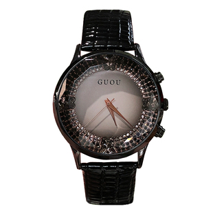 古欧正品手表女个性炫酷大表盘时尚韩版潮流高端大气黑色皮带女款