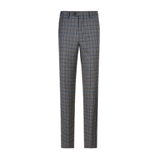 JODOLL乔顿【100%绵羊毛】西裤男高端商务休闲撞色窗格修身西装裤