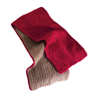 酒红色羊绒围巾女2025新款冬本命年双面双色穿插式妈妈围脖套送礼