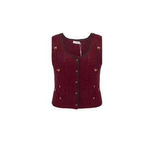 D-HARRY/迪哈利新款百搭V领红色毛织马甲DH234C96687D