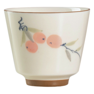 泥印手绘事事如意品茗杯个人专用茶杯主人杯单杯单个闻香杯泡茶杯