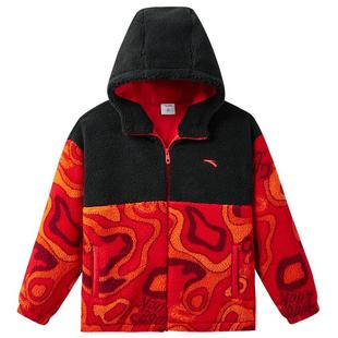 【马年新年红色】安踏儿童羊羔绒厚外套冬装保暖加绒上衣拜年衣服