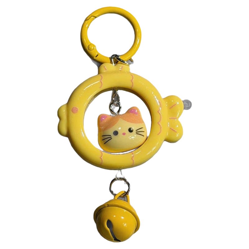 小猫小鱼钥匙扣立体铃铛挂件卡通猫咪可爱创意包包配饰闺蜜礼物