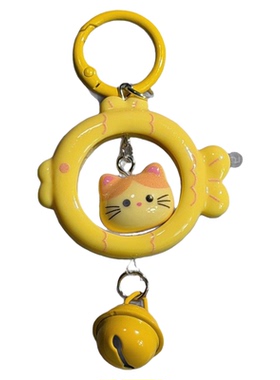 小猫小鱼钥匙扣立体铃铛挂件卡通猫咪可爱创意包包配饰闺蜜礼物