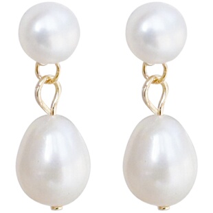 百搭天然保真珍珠耳钉 贵气温柔气质小姐姐耳环复古可调节耳夹