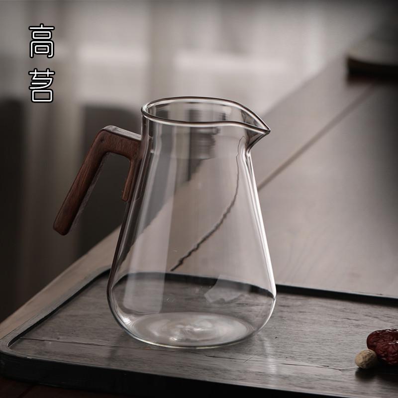 玻璃公道杯大容量1000ml木柄分茶器大号公杯可加热加厚泡茶壶