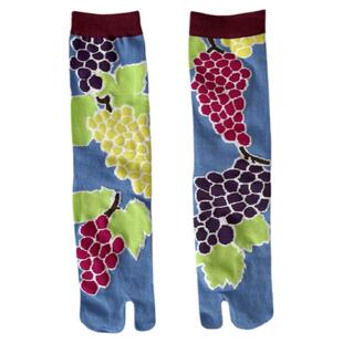 分趾袜日系葡萄鲤鱼海浪夏日个性二趾袜tabi潮袜文艺中筒袜凉鞋袜