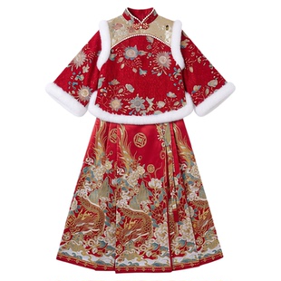 汉服女童拜年服冬装儿童2026新款新中式马面裙过年女宝宝冬裙国风