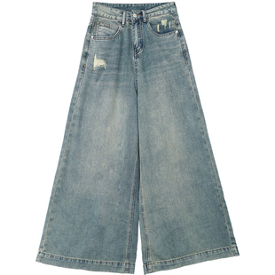 鹿与飞鸟[无尽之夏]一裤走天下|百搭轻薄款A字阔腿牛仔裤5923