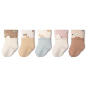 胖宝宝袜子纯棉春秋季松口无骨长筒可爱新初生男女婴幼儿中筒不勒