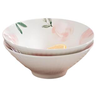 日式斗笠碗高颜值陶瓷碗高级感汤碗家用吃面碗釉下彩可爱水果碗