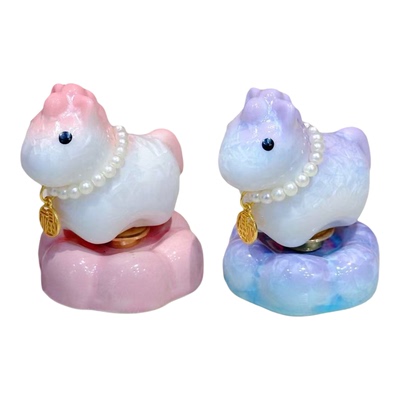 杭州好运小萌马渐变冰裂纹可爱转转小马驹桌面摆件2026文创礼品