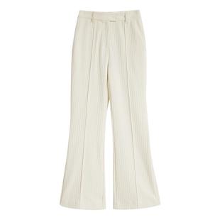 YINER音儿冬季女装奶油白通勤垂感长裤法式优雅喇叭休闲裤