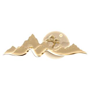 大气轻奢奶油风客厅装饰画沙发背景墙创意发光壁灯画背靠金山挂画