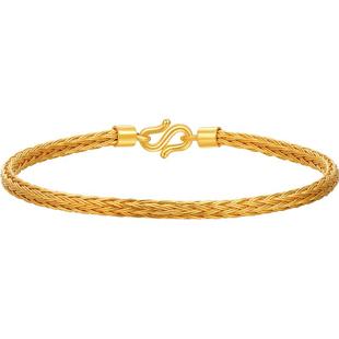 明牌珠宝足金手链 ACE系列复古编织手串 黄金素链女友礼物AFI0183