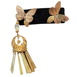 蝶栖金澜~蝴蝶流苏发夹女新款中式古风国风汉服侧边刘海夹子头饰