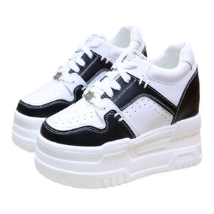 14公分内增高女鞋隐形小个子春秋真皮12厘米厚底百搭小白鞋10cm