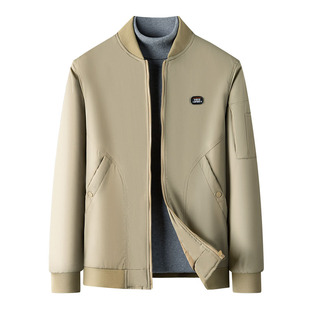 （含桑蚕丝）夹克男加棉加厚棒球领美式休闲加大码棒球服冬款外套