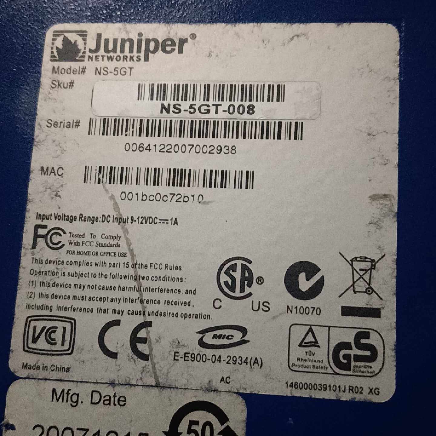 议价Juniper NS-T防火墙，工程剩余下来的，带电源适
