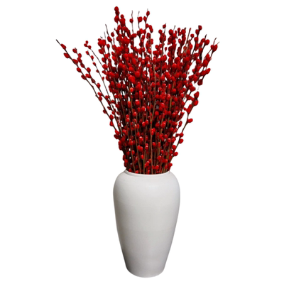 银柳真花鲜枝客厅干摆件红色