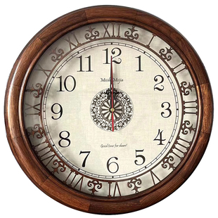 实木挂钟客厅美式钟表时钟新中式复古石英钟欧式静音古典挂墙大号