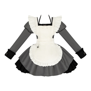 【suki】withpuji原创设计 改良方领荷叶边女仆装双子秋冬lolita