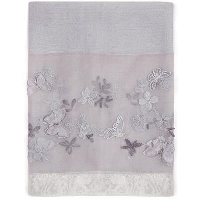 shes茜子植物物语立体蝴蝶刺绣轻奢桑蚕丝丝巾披肩女围巾高档礼物