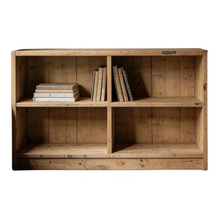 蜀木创艺实木书架储物收纳柜靠墙一体多层置物架原木色书籍展示架